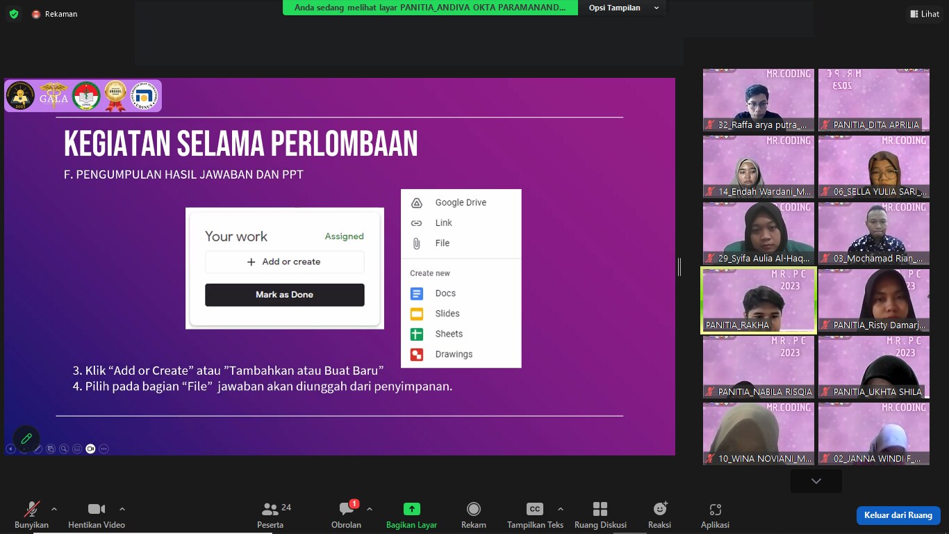 Peserta Mengirim Lembar Jawab ke Google Classroom 